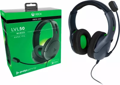 Kufje gaming PDP LVL50 Chat, stereo me kabllo 50mm, për Xbox One, gri