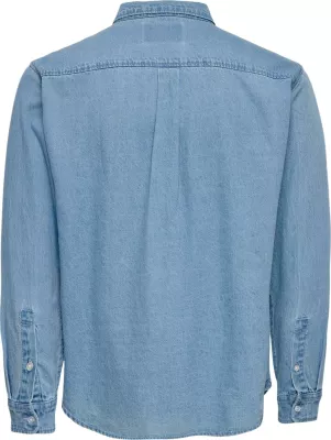 Këmishë për meshkuj Only & Sons Onsorson Regular Yfm Dnm 22036600, denim blu e hapur [Madhësia: M]