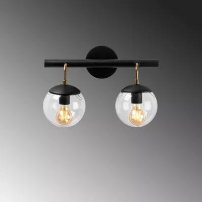 Llambë muri Opviq Gondol - 3012, metal i zi, kapak qelqi, 41x20cm, 28cm lartësi