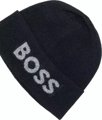 Kapelë e thurur për meshkuj BOSS Elios_Hat 10274291 01 50548777, e zezë