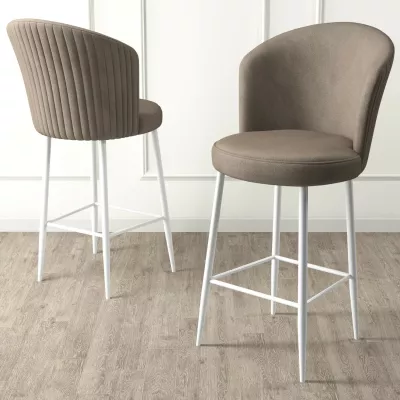 Set karrigesh për bar (6 copë), Hanah Home, Alte, kapuçino, e bardhë