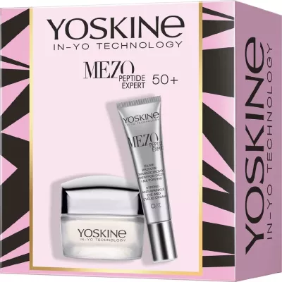 Set krem për fytyrë dhe sy kundër rrudhave Yoskine Mezo Peptide Expert 50+ për femra, 50ml + 15ml