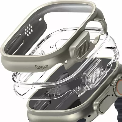 Mbështjellës Ringke Slim për Apple Watch Ultra 49mm, 2 copë, Transparent & Titanium