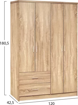 Dollap 4 dyer me 2 sirtarë FH339.02 Sonama 120x42x181