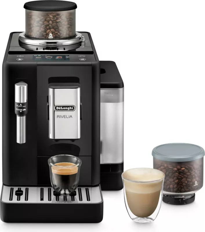 Aparat kafeje DeLonghi Rivelia, automatik, 250g, 1.4L, i zi