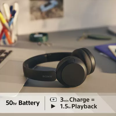 Kufje Sony WH-CH520, Bluetooth 5.2, 50h bateri, me mikrofon, të zeza