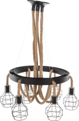 Llambë varëse tavani 6-dritash, metal-llitar, FH4130, Φ54-60x125H cm