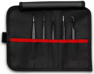 Set pincetash Knipex 92 00 01 ESD, çelik inox, 5 copë, e zezë