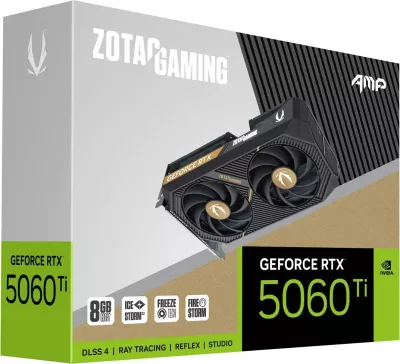 Kartelë grafike ZOTAC GAMING GeForce RTX 5060 Ti AMP, 8 GB GDDR7, Bardhë