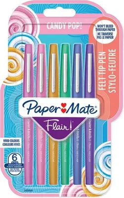 Set stilolapsa PaperMate Flair, 6 ngjyra, majë 1mm, multikolor