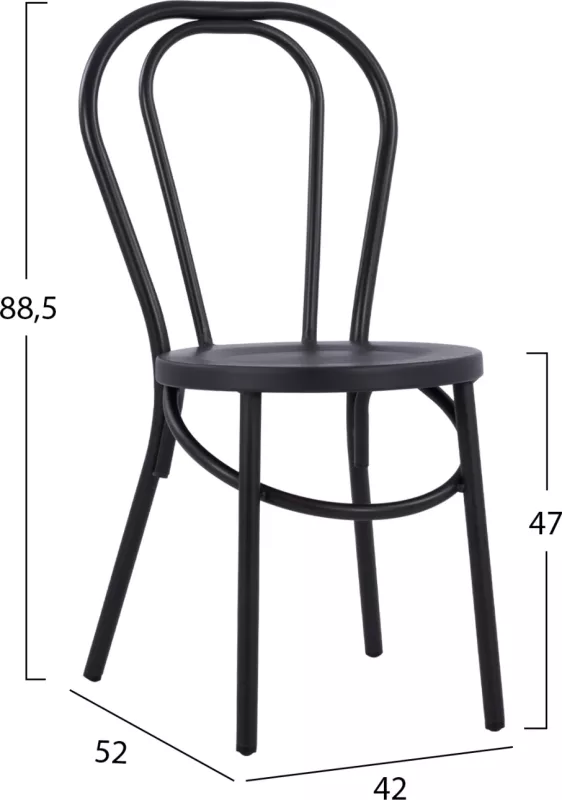 Karrige alumini tip Vjenë, ngjyrë e zezë e ndryshkur, FH5557.01, 42x52x88,5 cm, set prej 6 copë