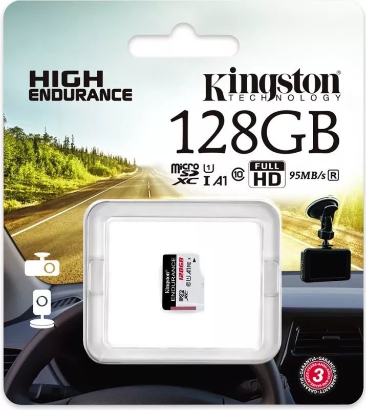 Kartë microSD Kingston's High Endurance, 128 GB, C10 UHS-l
