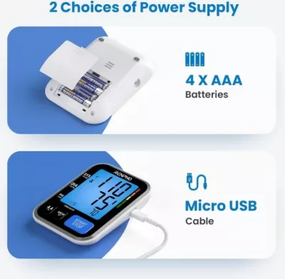 Aparat matës i tensionit të gjakut RENPHO TMB-1872, memorie 240 matje (2 përdorues), manshetë 8-16\", i bardhë, set me 4x AAA + kabllo Micro USB + çantë