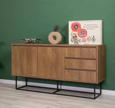 Set mobiljesh për dhomë dite, ngjyrë arre dhe e zezë, Laxus Takım 22, Skye Decor