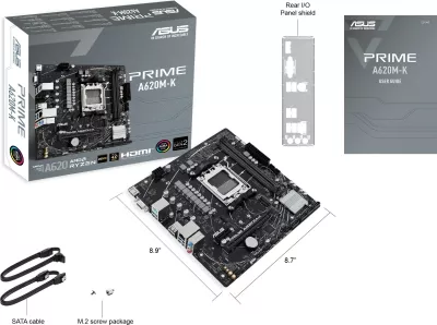 Pllakë amë ASUS PRIME A620M-K, AMD, Socket AM5, DDR5, 96 GB