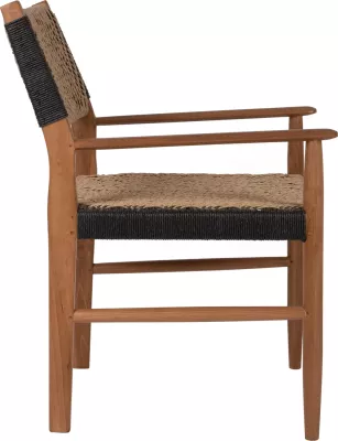 Karrige me krahë për ngrënie, dru teak, litar sintetik, 57x66x86H cm, FH9383.01