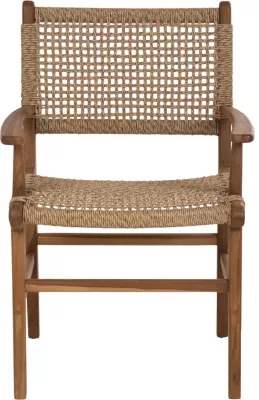 Karrige NESHA, dru TEAK, ngjyrë natyrale, VIRO litar, 57x57x86H cm