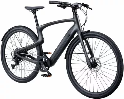 Biçikletë elektrike urbane Urtopia Carbon 1 Pro, L (180–195 cm), kornizë karbon, motor 250W, deri 130 km, e zezë