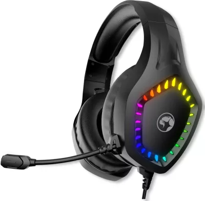 Kufje gaming Marvo H8360, me mikrofon, RGB, me kabllo, USB + 3.5mm, stereo, të zeza