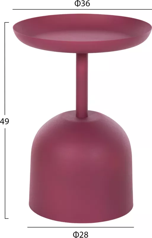 Tavolinë anësore e rrumbullakët DELBEL FH4262.06 metalike në ngjyrë rozë Φ36x49Hcm