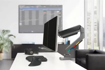 Krah monitori Kensington SmartFit për 2 monitorë deri 32", rregullim me gaz, gri