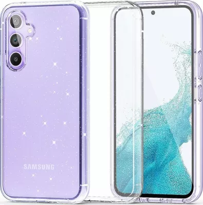Mbështjellës Tech-Protect Flexair Hybrid për Samsung Galaxy S23 FE, TPU/PC, Glitter, transparent, 1 copë