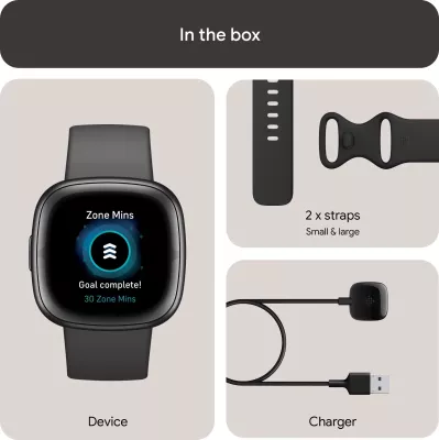 Smartwatch Fitbit Sense 2 FB521BKGB, GPS/SpO2/ECG, Shadow Grey/Graphite