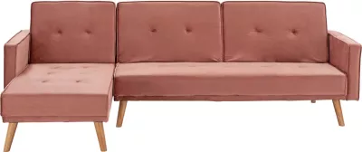 Divan qoshe i kthyeshëm TALIA FH3153.02 kadife në ngjyrë rozë e pluhurosur 267x153x85 cm