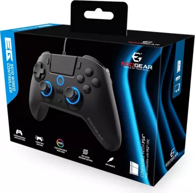 Kontroller me kabllo EGOGEAR SC10 RGB, për PS4/PS3/PC, jack 3.5 mm, kabllo 2 m, i zi