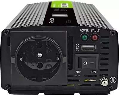 Invertor Green Cell PowerInverter LCD 12V 500W/10000W, valë e pastër, i zi