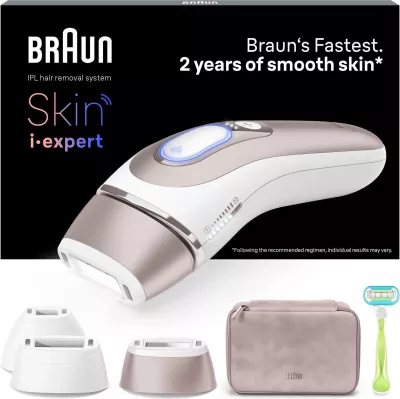 Epilator IPL Braun IPL7253 Smart Skin i·expert, 400,000 ndezje, 10 nivele intensiteti, SensoAdapt, me kabllo, me koka precize dhe çantë udhëtimi