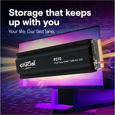 SSD M.2 Crucial P310 1TB, NVMe PCIe Gen4, me heatsink