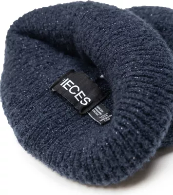 Kapelë dimri për femra Pieces Pcpyron Lurex Hood Noos Bc 17114859, e kaltër