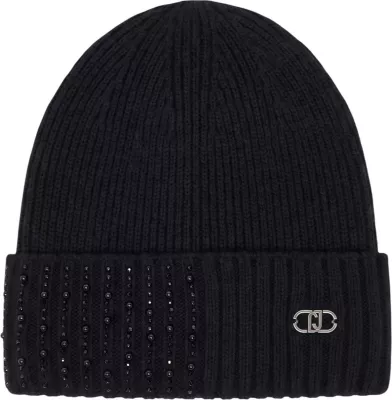Kapelë beanie për femra Liu Jo 2F6027 MAA06, e zezë