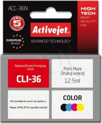 Kartushë boje me ngjyra ACTIVEJET ACC-36N (Canon CLI-36), 12.5 ml, me ngjyra