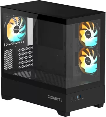 Kasë GIGABYTE C201 PANORAMIC GB-C201P, midi tower, ARGB, tempered glass, USB 3.0, e zezë