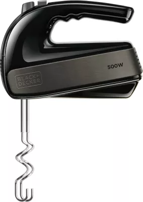 Mikser dore Black&Decker BXMX500E 500W, 5 shpejtësi + turbo, inoks, i zi, set 4 pjesë
