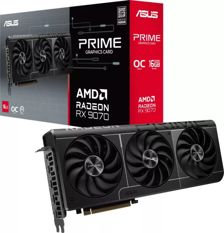 Kartelë grafike ASUS Prime Radeon RX 9070 OC 16GB GDDR6 PCIe 5.0 (PRIME-RX9070-O16G), e zezë