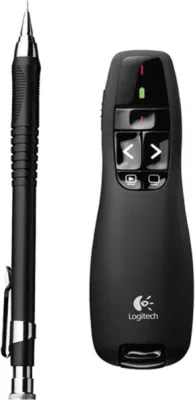 Telekomandë prezantimi Logitech R400, wireless 2.4GHz, laser i kuq, rreze 15 m, me marrës USB, me këllëf, e zezë