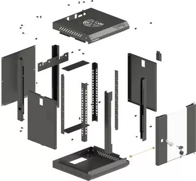 Kasë RACK LANBERG 10" 4U, e zezë, dyer xhami