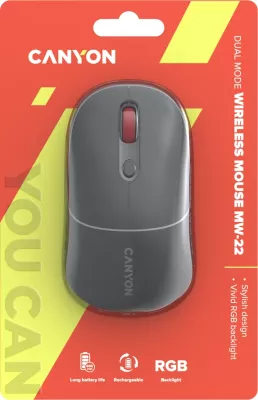 Maus CANYON MW-22 2në1 Bluetooth/2.4GHz, DPI 800-1600, RGB, me rimbushje, gri e errët