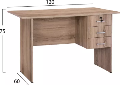 Tavolinë melamine për zyre me 3 sirtarë FH2268.02, ngjyrë gri, 120x60x75 cm
