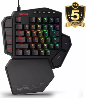 Tastierë gaming njëdorëshe mekanike Redragon K585 DITI, RGB, 42 taste, 7 makro, me kabllo USB, e zezë