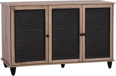 Dollap këpucësh druri 3 dyer FH2267.02 Sonama, 112x30x68,5 cm, e zezë