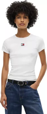 Maicë për femra Tommy Hilfiger Jeans TJW BADGE RIB DW0DW17881, krem