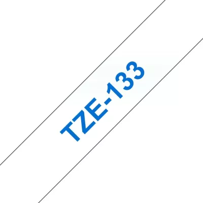 Kasetë etiketuese Brother TZE-133, 12mm, 8m, bardhë/kaltër