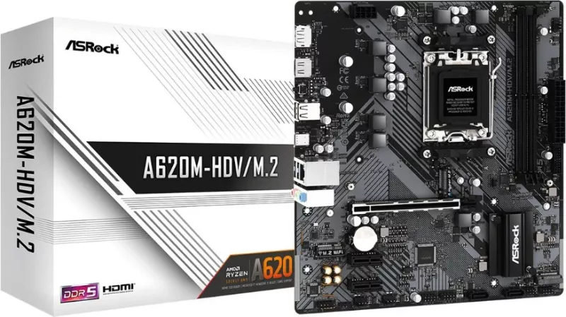 Pllakë amë ASRock A620M-HDV/M.2, AMD, Socket AM5, DDR5, 96 GB