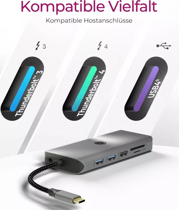 Docking station ICY BOX IB-DK4061-CPD, USB Type-C, 100W, HDMI, Ethernet, gri