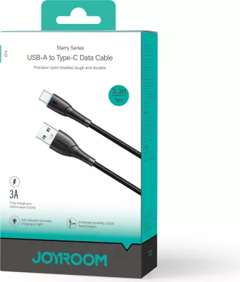 Kabllo Joyroom Starry Series SA32-AC3, USB-A në USB-C, 1m, 3A, e zezë