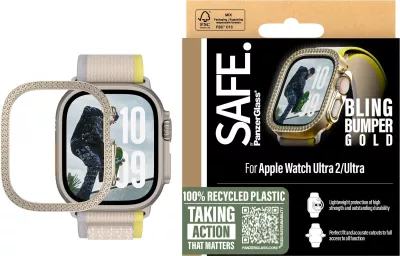 Mbështjellës PanzerGlass SAFE Bling Bumper për Apple Watch Ultra 2, transparent gold